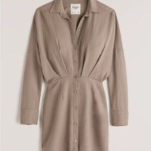 Abercrombie & Fitch Beige Button-Up Dress